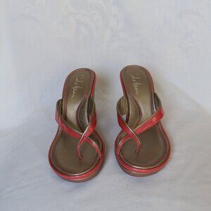 Cole Haan metallic thong Nike Air sports sandal.